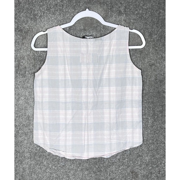 Krazy Kat Plaid‎ Sleeveless Cropped Popover Tank Top Womens Size Small Y2K Pink - Picture 2 of 7
